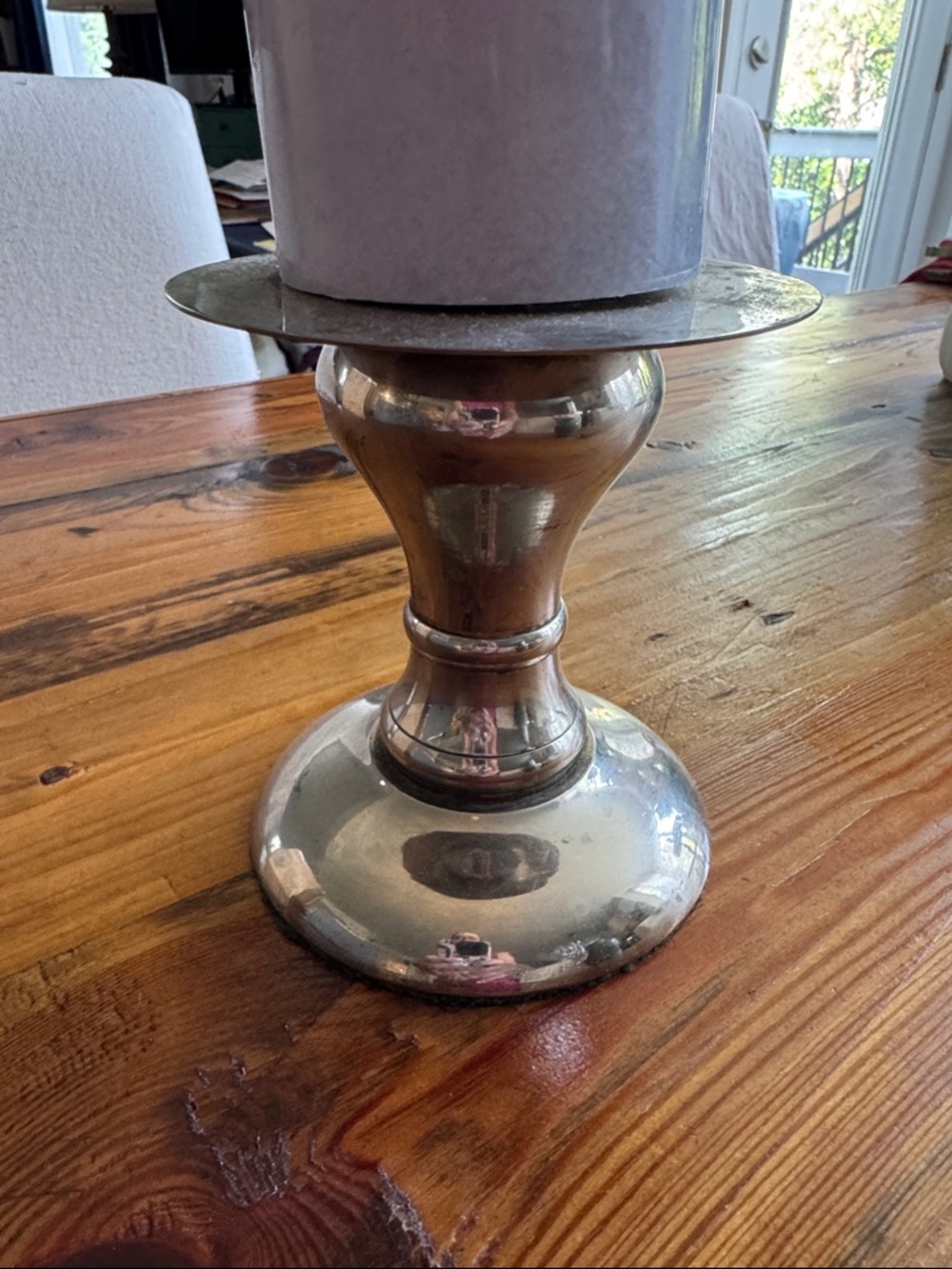 Solid Brass Candle Holder by IHI - Green Felt Base